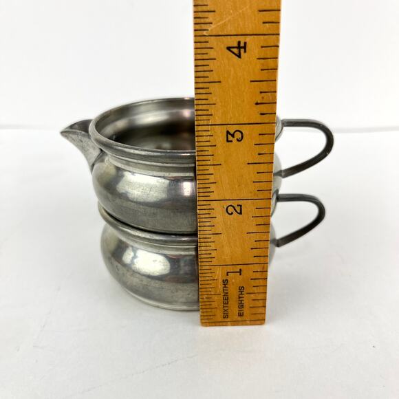 Queen Art Pewter Stackable Cream and Sugar Set Made in USA - Picture 7 of 7